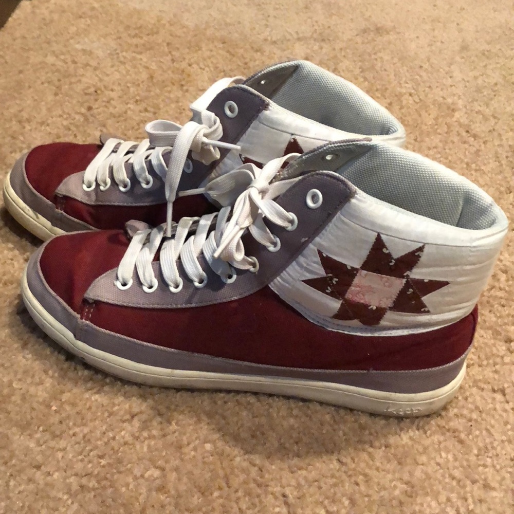 Keep Brand Hi tops sneakers. Burgundy and grey
